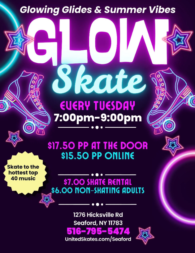 ud83cudf1fud83dudefc TUESDAY GLOWu202fSKATEu202fNIGHTS 7-9! ud83dudcab