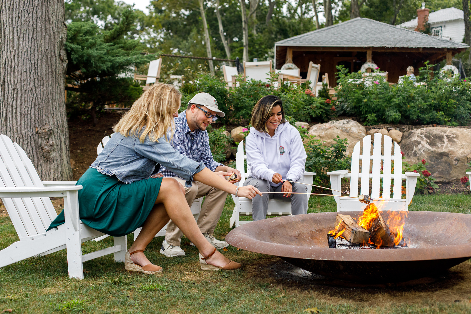 The Lawn - People enjoying smores on the lawn.