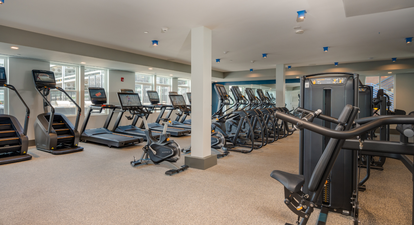The fitness room at The Core Apartments at Station Yards