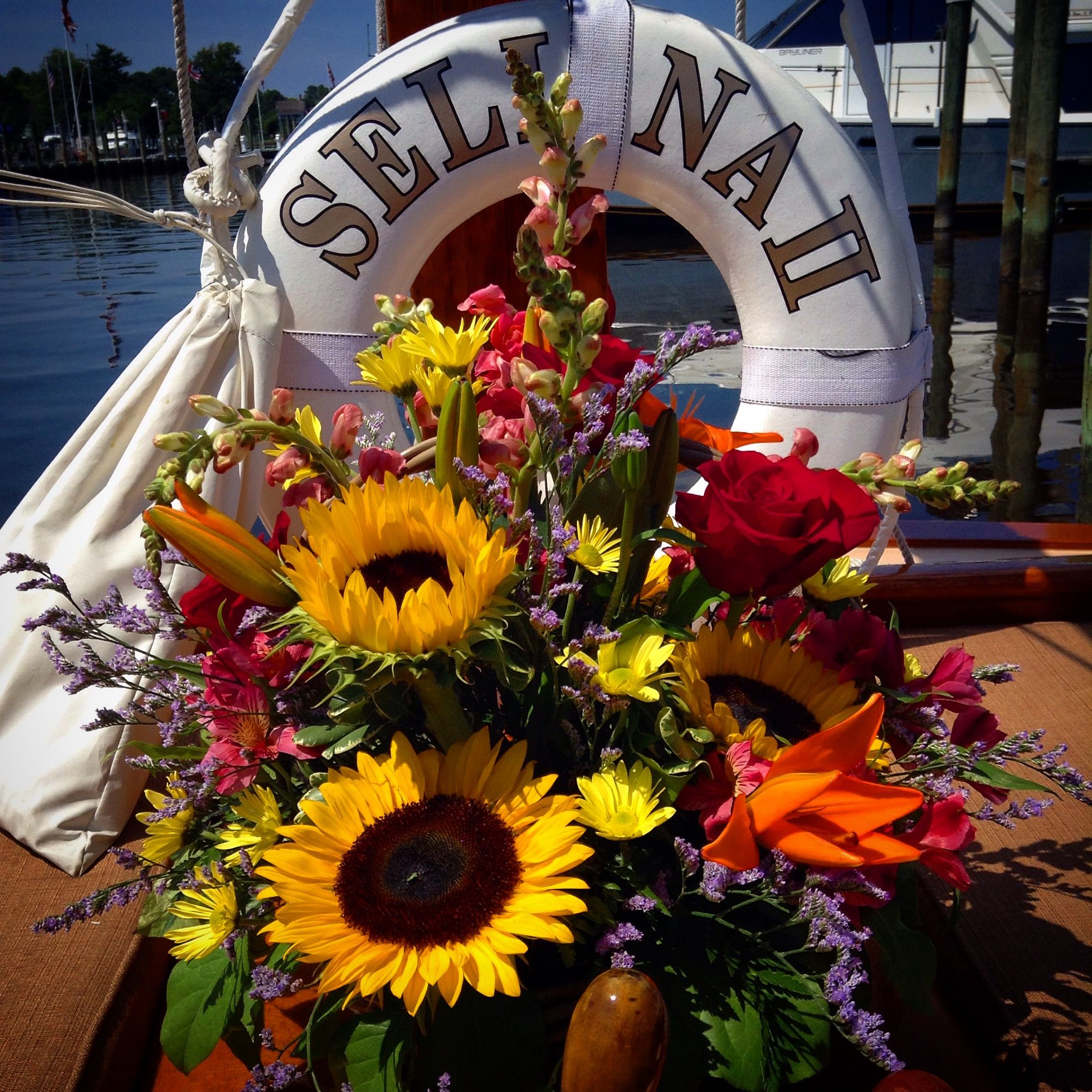 life ring and flowers