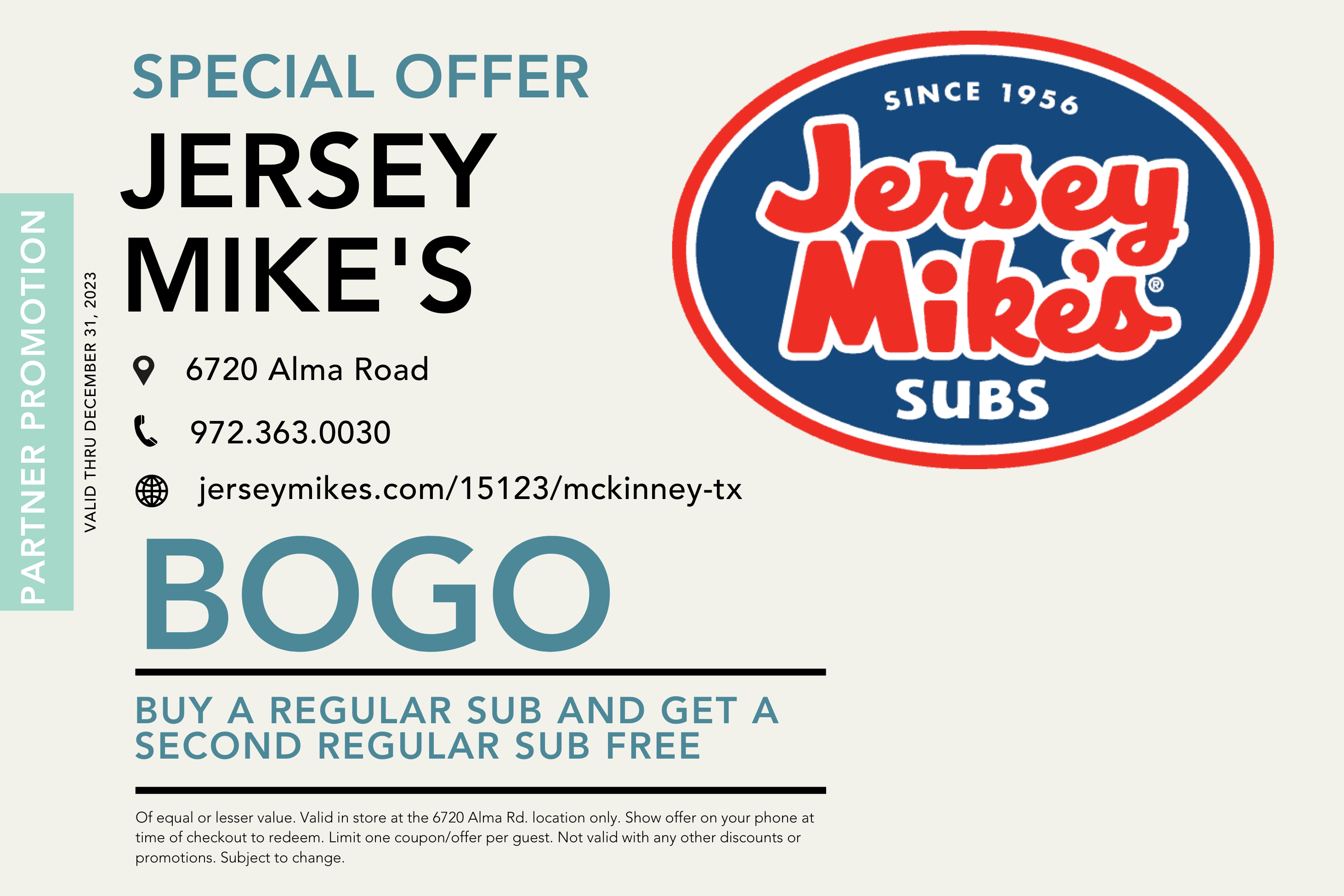 Jersey mike's store coupon november 2019