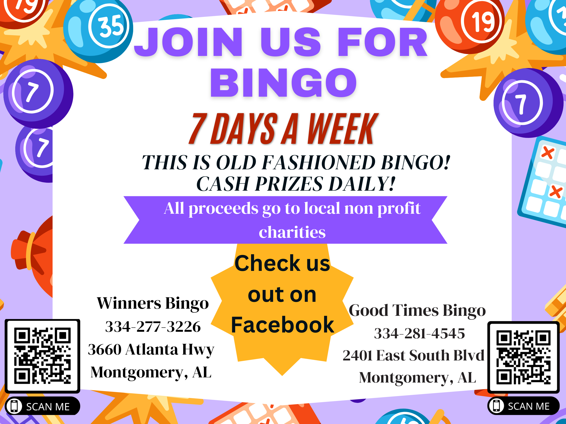 flyer for Winners Bingo