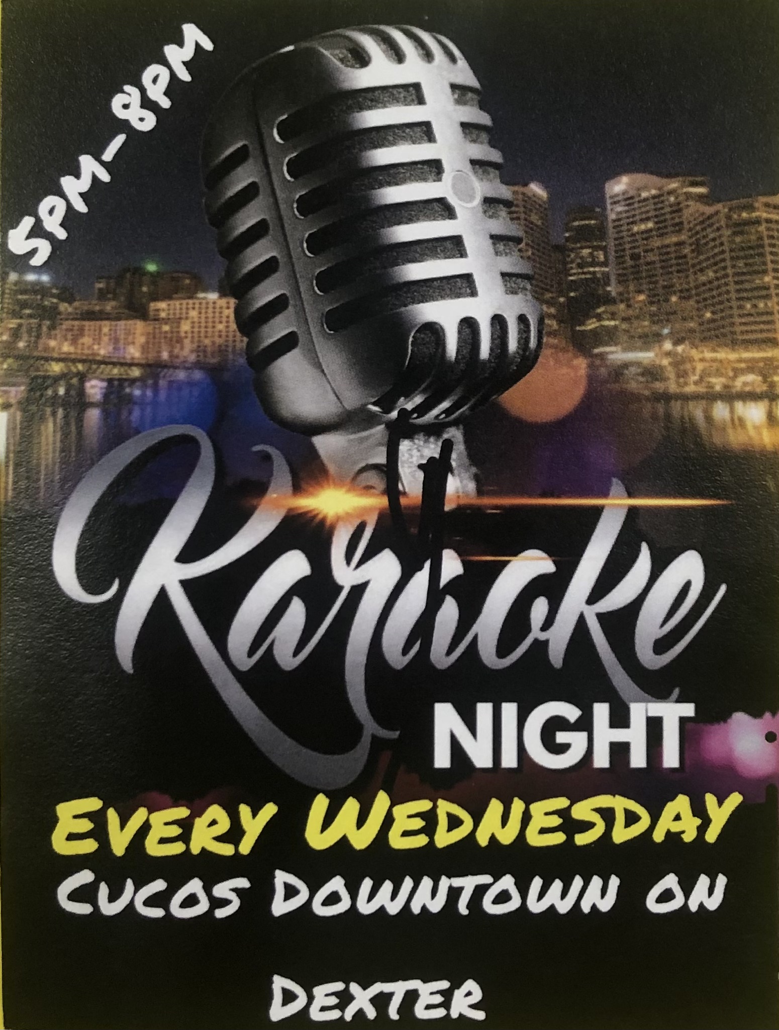 flyer for Karaoke at Cuco's!