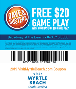 Dave Busters Free 20 Game Play - free timeshare promotions in south carolina