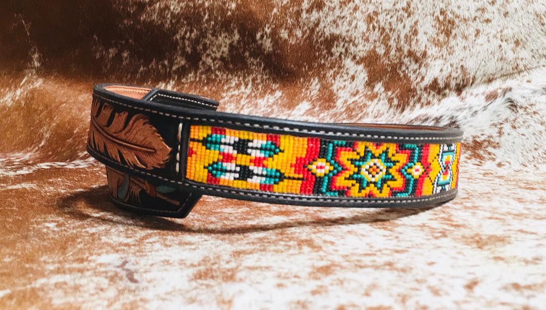 custom leather beaded belts