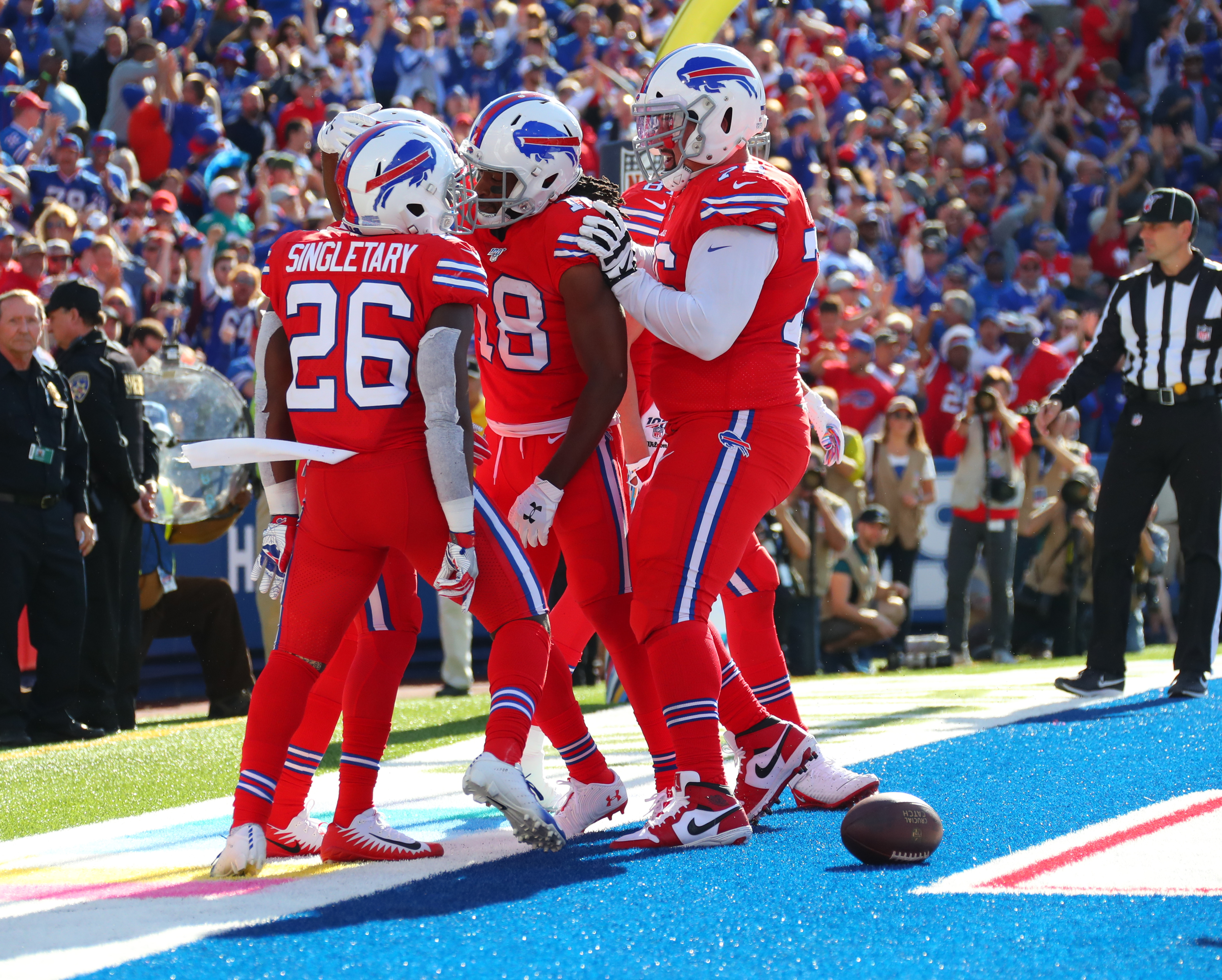 Buffalo Bills outside linebacker A.J. Klein (54) walks off the field after  an NFL football game against the Washington Football Team, Sunday, Sept.  26, 2021, in Orchard Park, N.Y. (AP Photo/Brett Carlsen