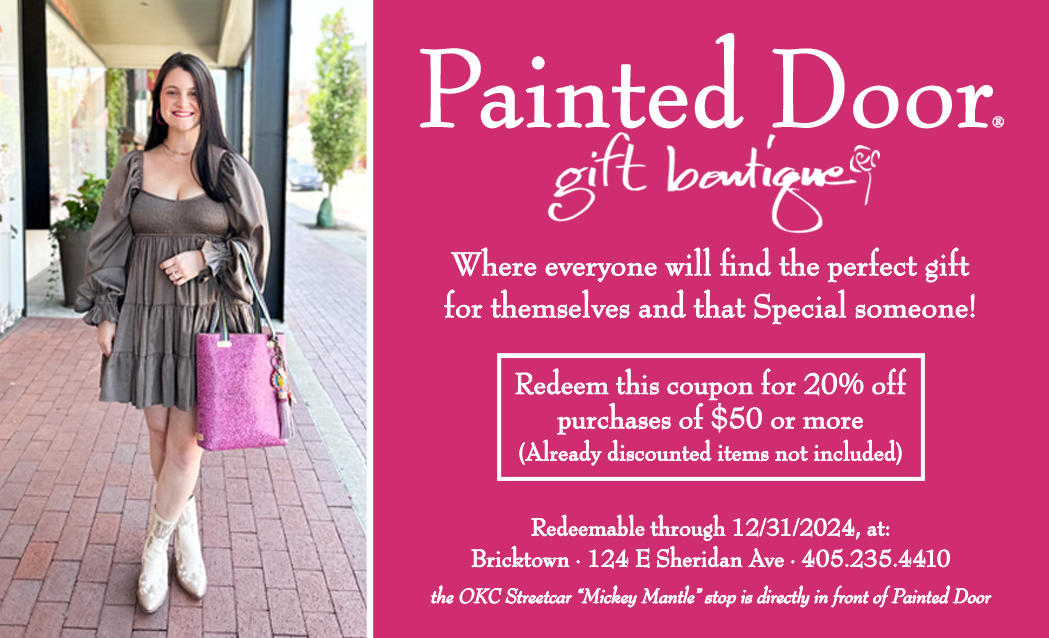 20 off purchases of 50 or more at Painted Door gift boutique in