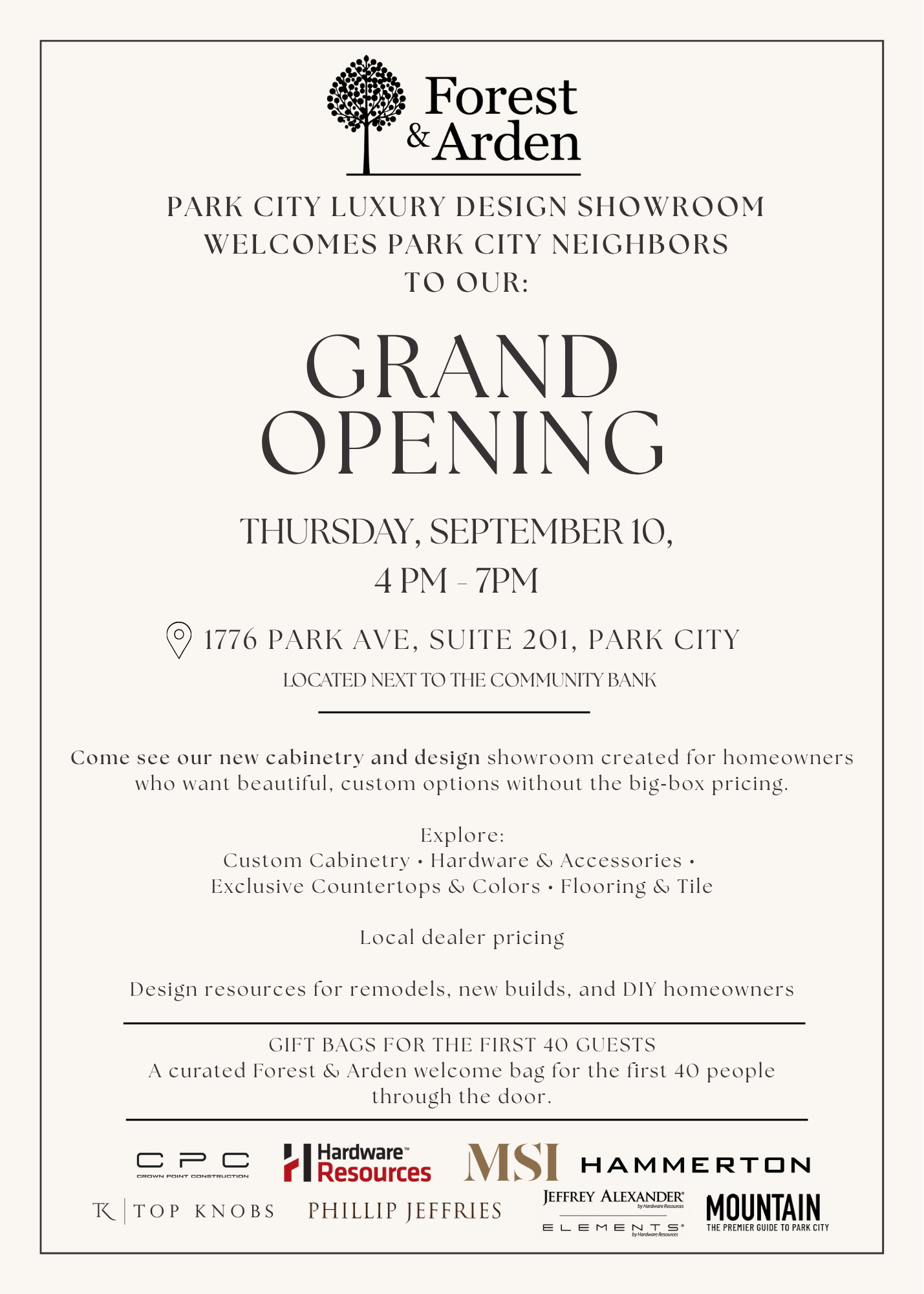 Grand Opening for Forest & Arden Cabinetry