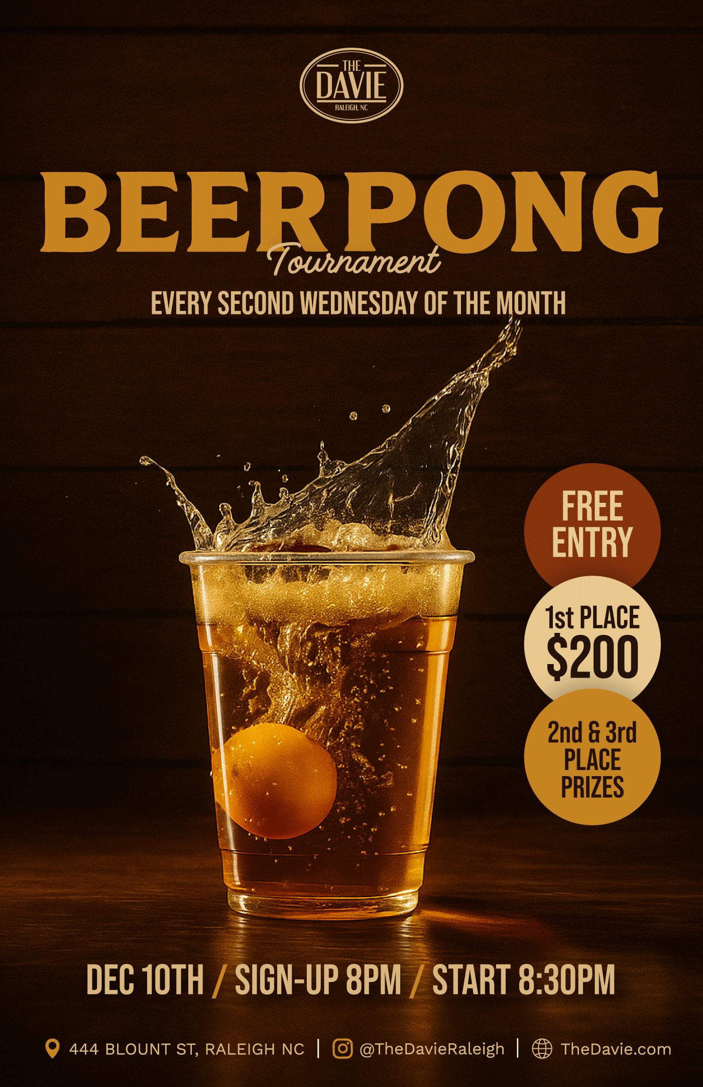 Beer Pong Tournament at The Davie
