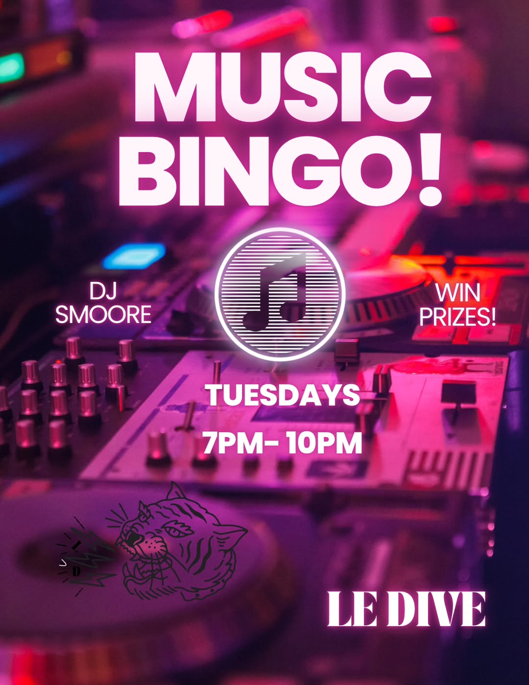 Tuesday Music Bingo at Le Dive
