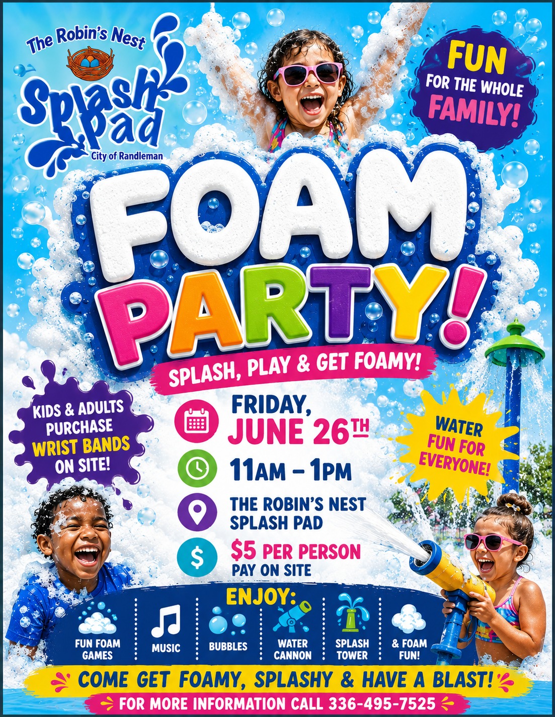 Foam Party at the Robin’s Nest Splash Pad