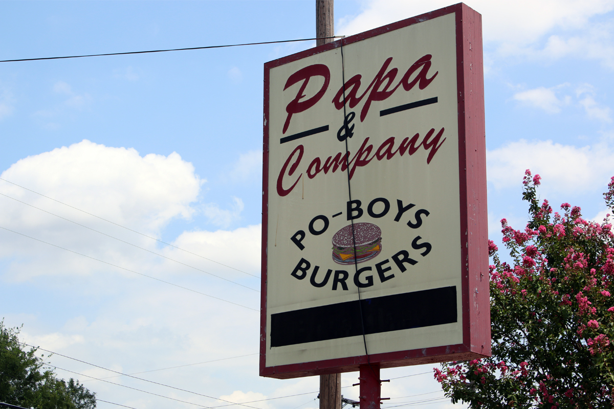 Papa and Company Shreveport cafe for hamburgers, po-boys