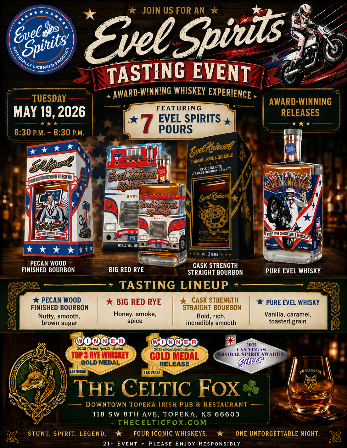 Free Evel Spirits Whiskey Tasting Event Celebrating Evel Knievel