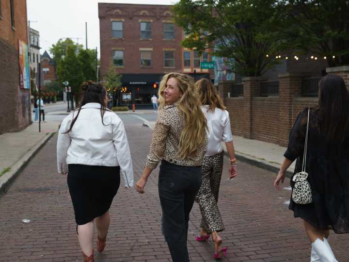 A group of girls walking in the Short North Arts District