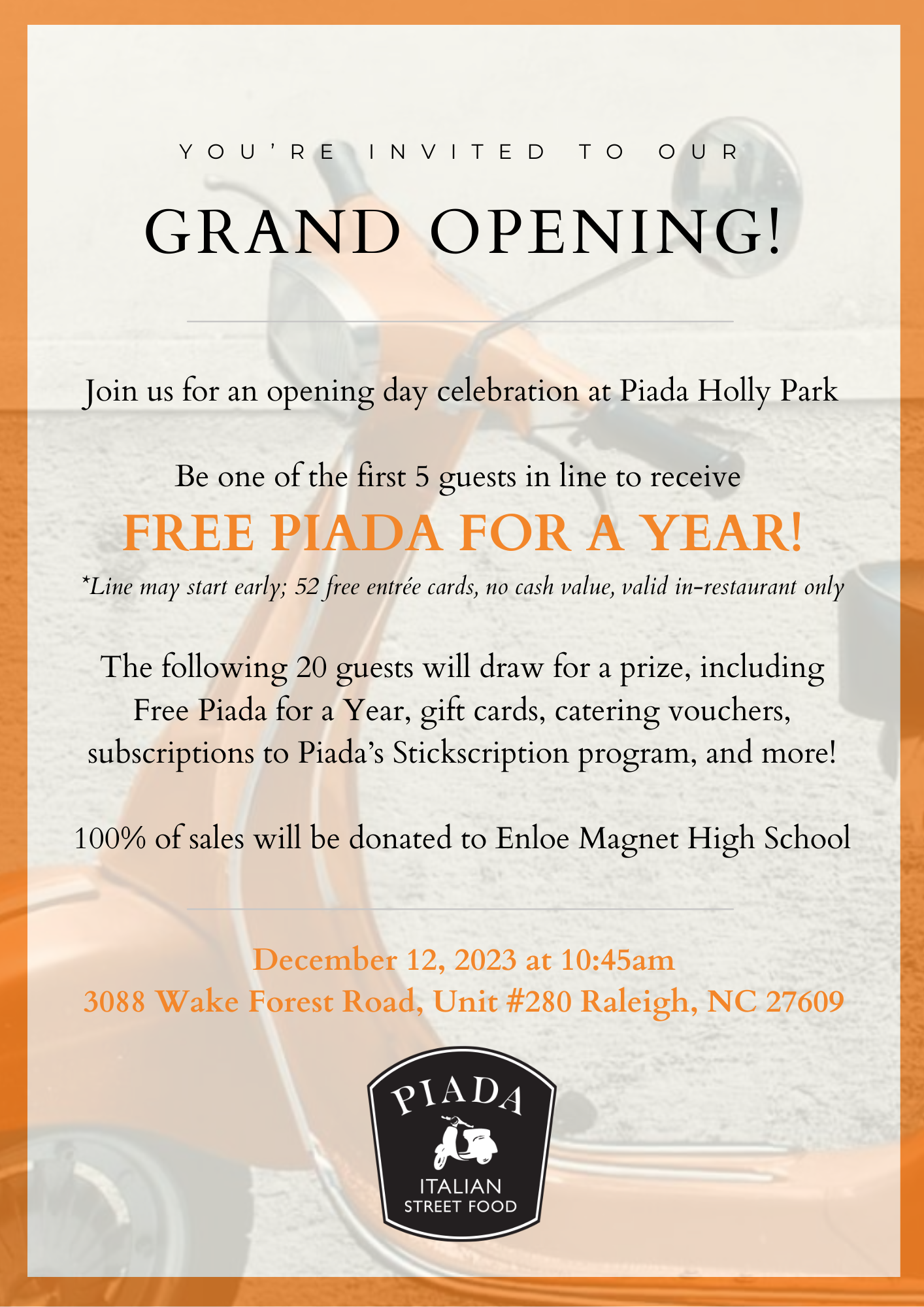 Piada Holly Park Grand Opening Celebration