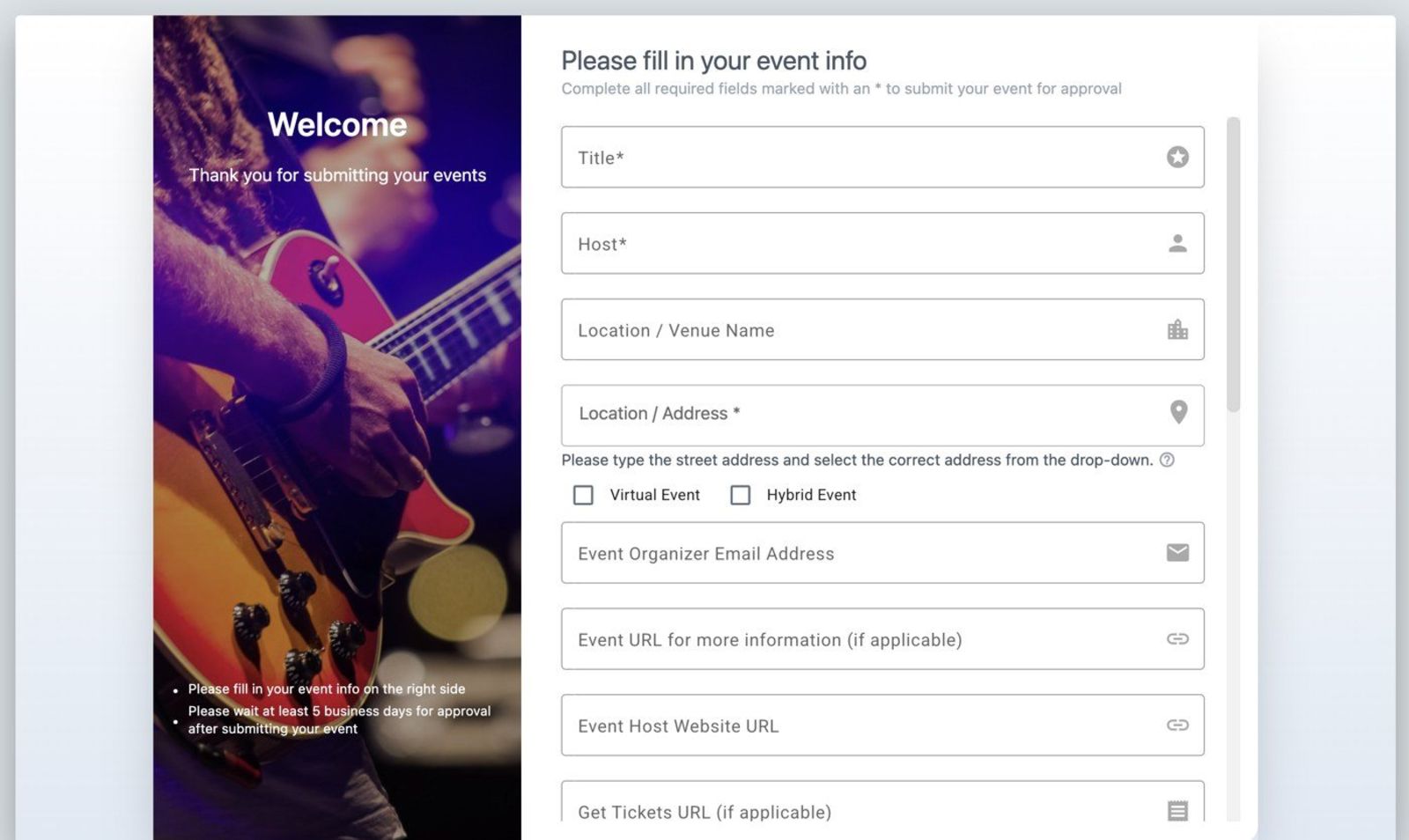 The Submit Your Event form on ThisIsCooperstown.com