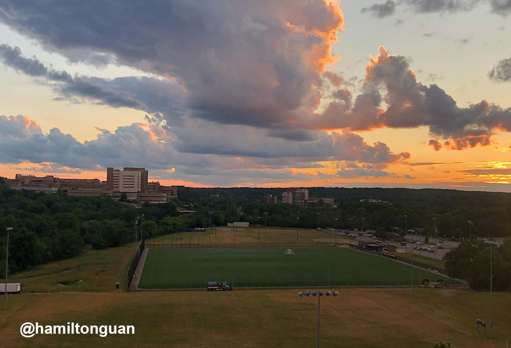 Sunset over U-M athletic field