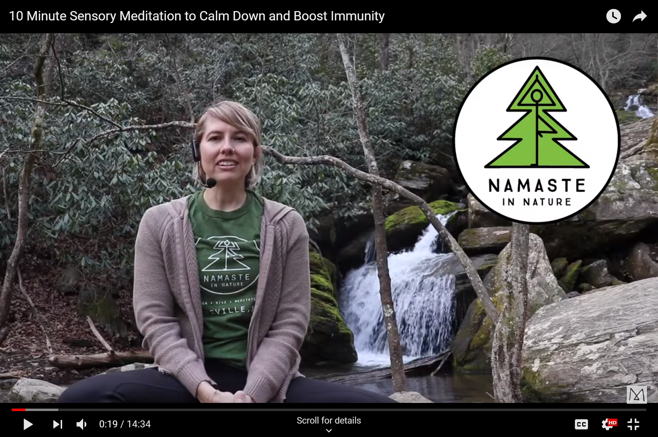 Screen shot of Namaste in Nature YouTube video series