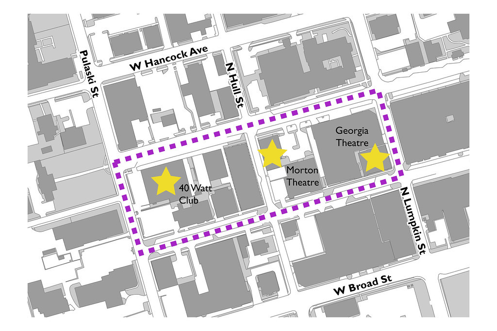 Athens Music Walk of Fame map plot