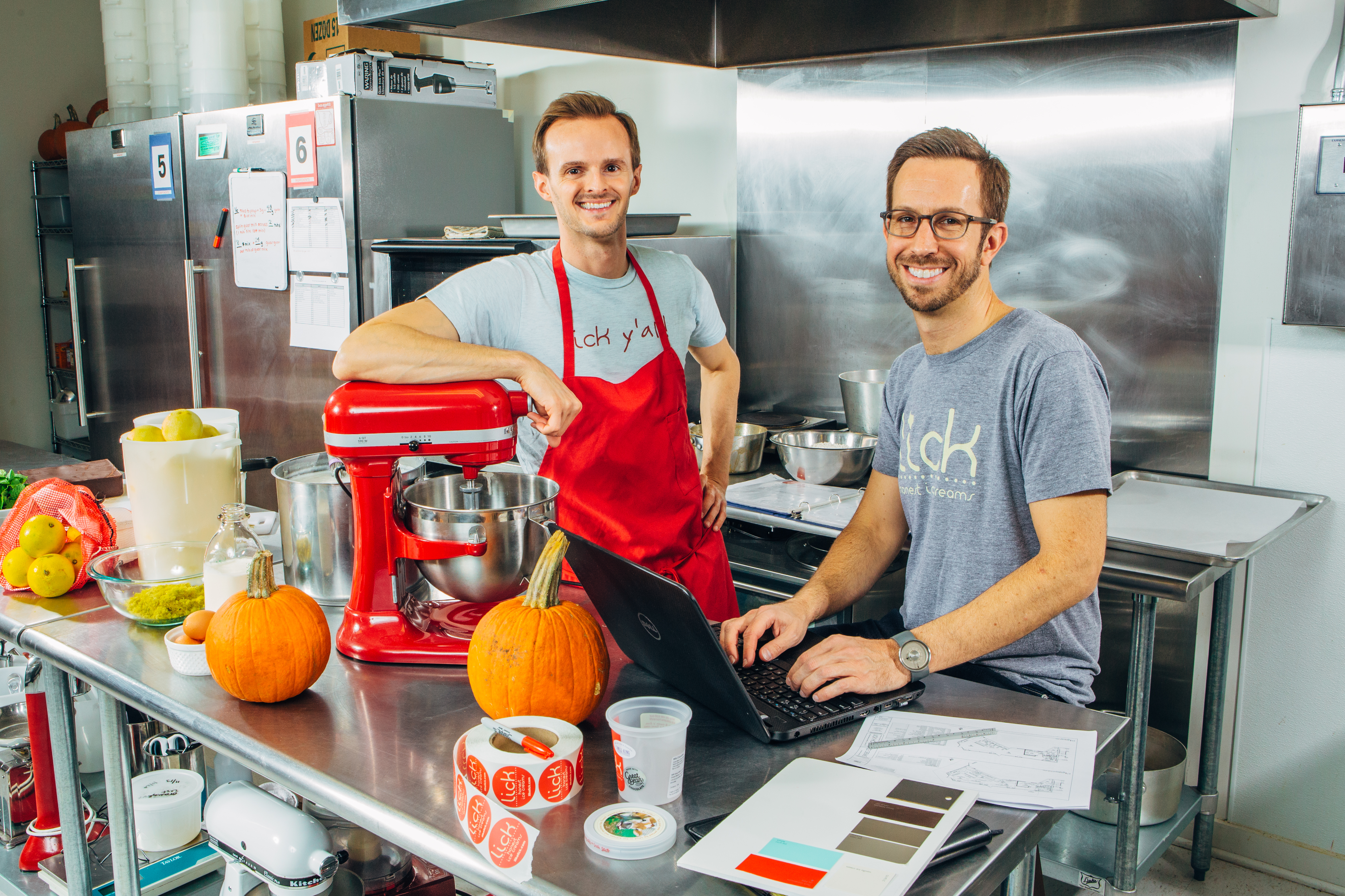 Chad and Anthony of Lick Honest Ice Creams in their Kitchen in Austin texas