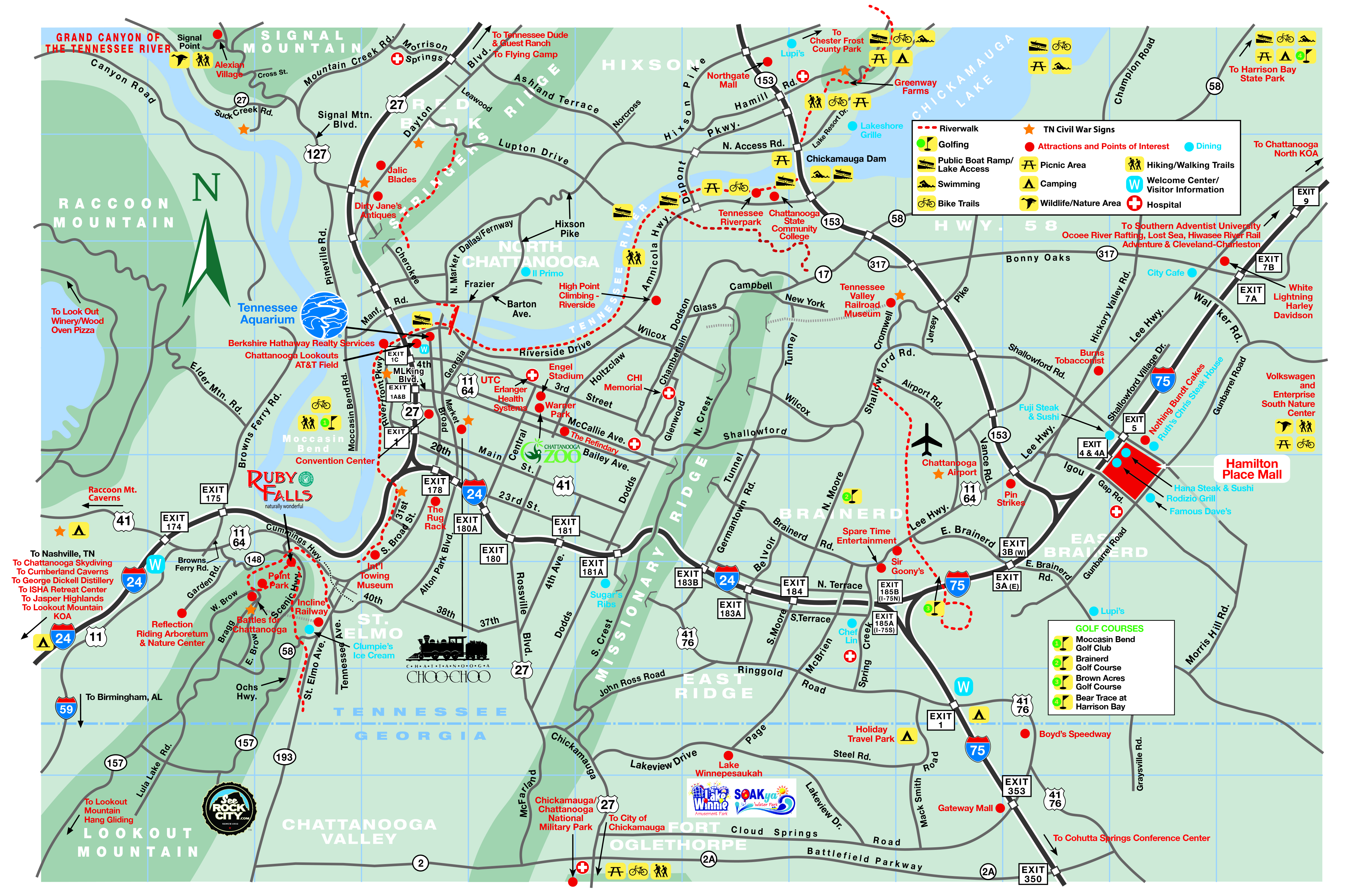 Chattanooga Tennessee On A Map Getting To Chattanooga And Around