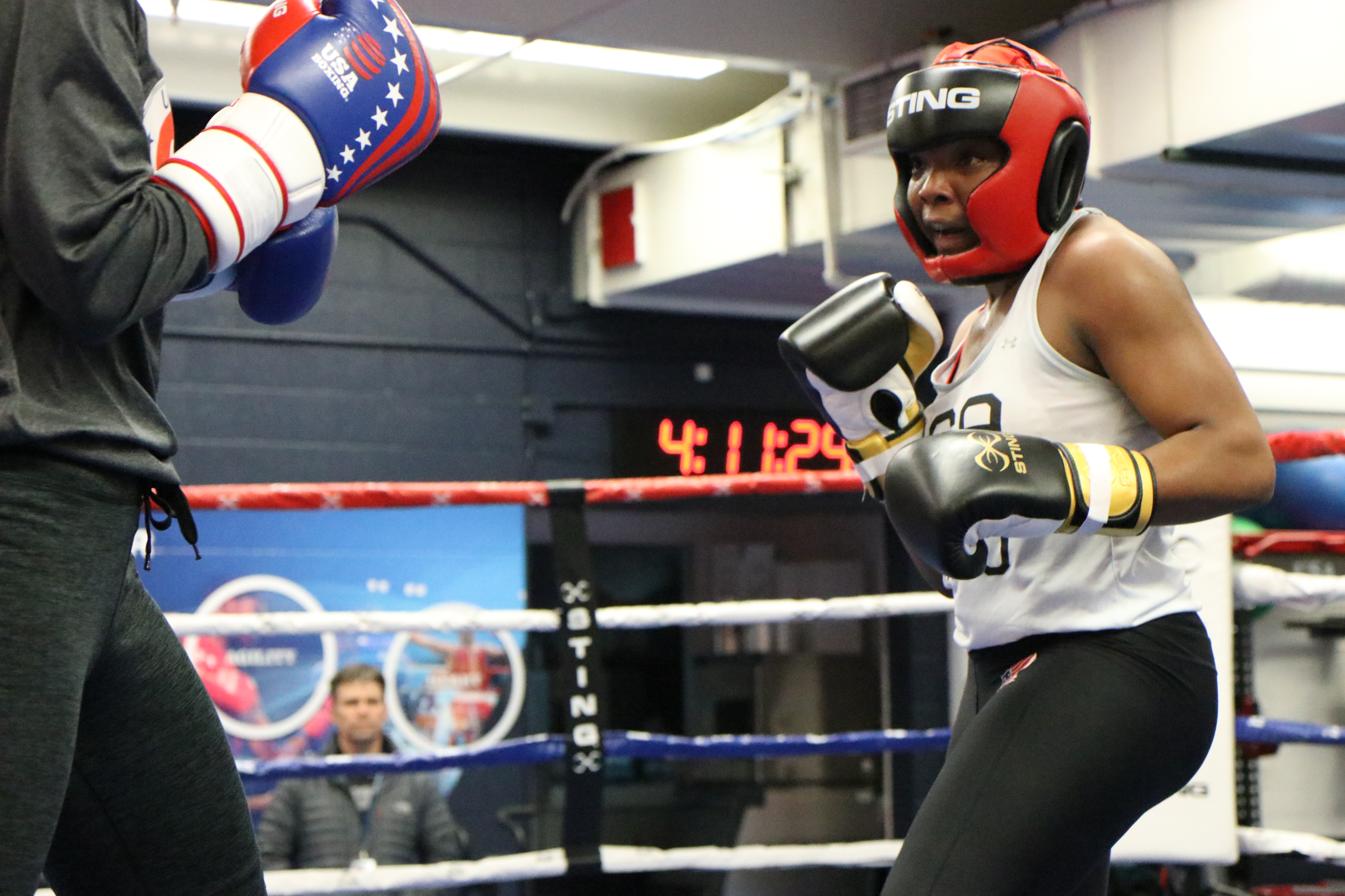 Boxer Morelle McCane readies herself in the ring.