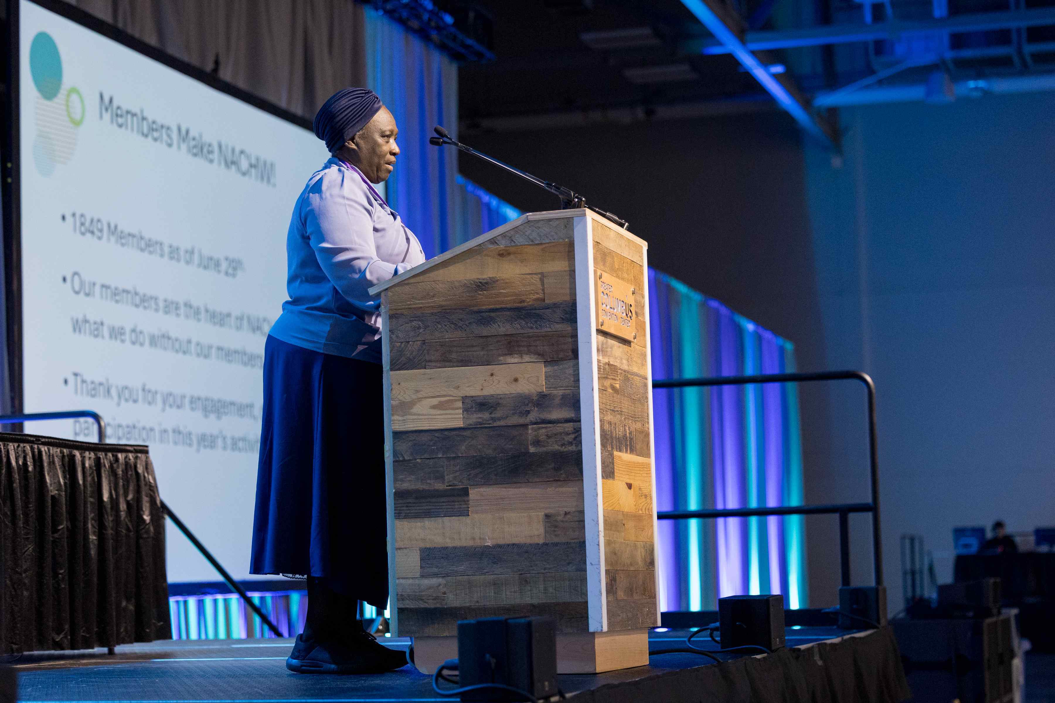 Speaker on stage during NACHW Unity Conference at the Greater Columbus Convention Center