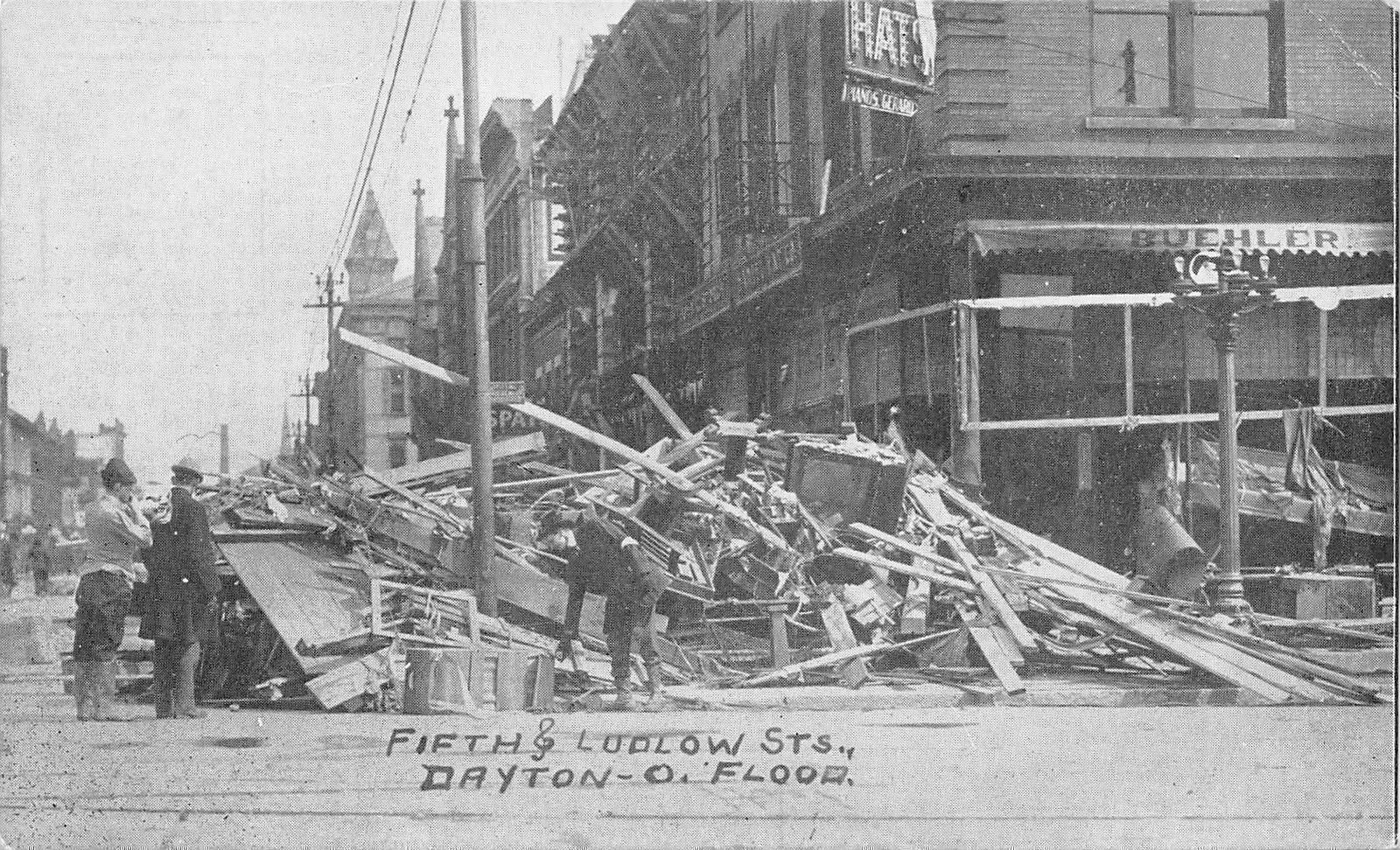 Black And White Photo Of Fifth And Ludlow With Rubble