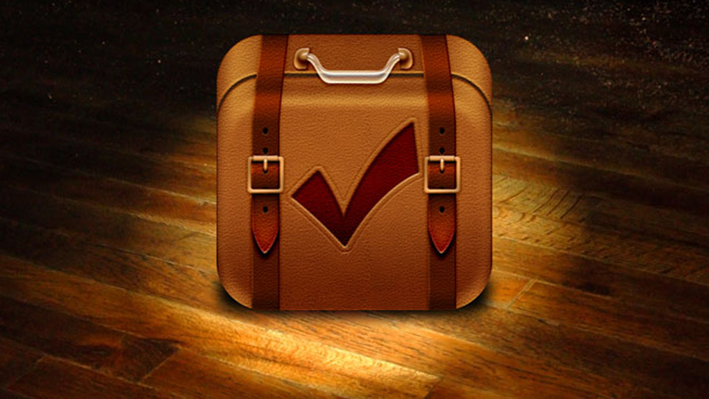 An image of a Travel App shows a suitcase with a check mark on it