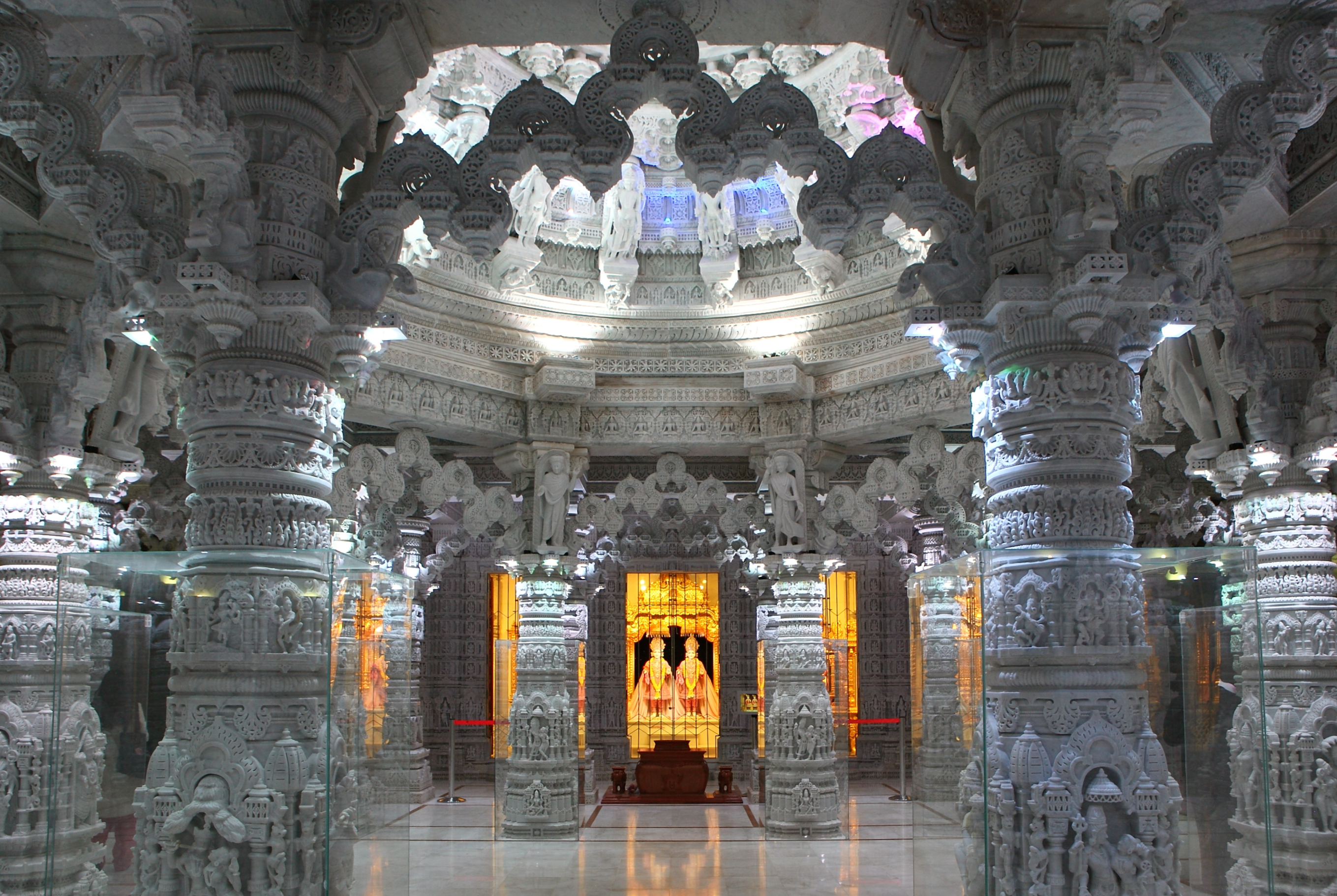 Interior of the BAPS Shri Swaminarayan Mandir in Barlett, IL