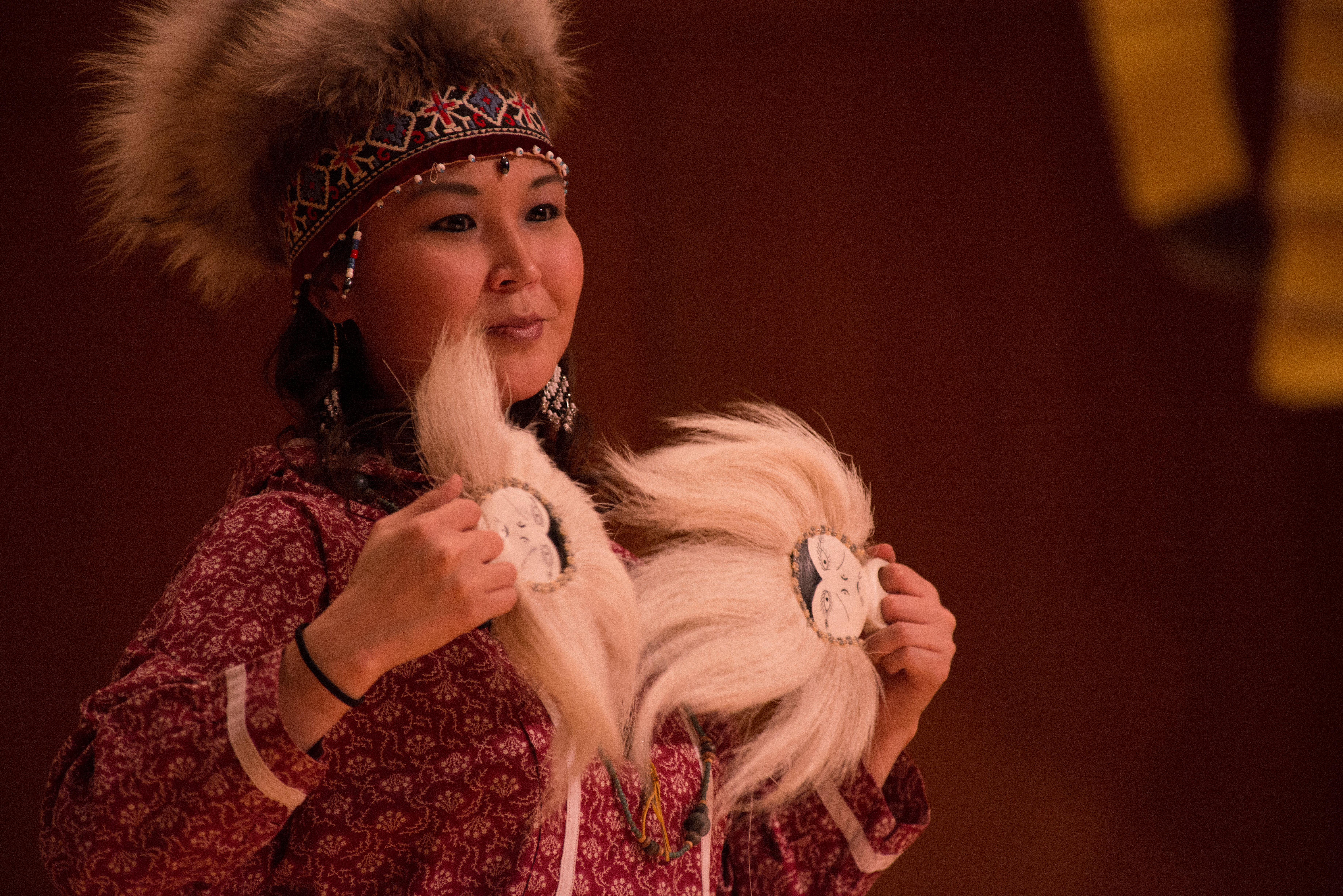 Alaska Native woman dancing performance