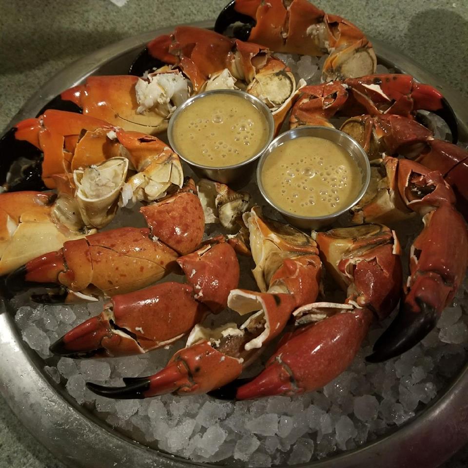 Plate of stone crab claws at Flagler Fish Company