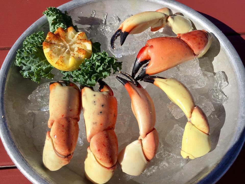 Plate of stone crab claws at Golden Lion Cafe
