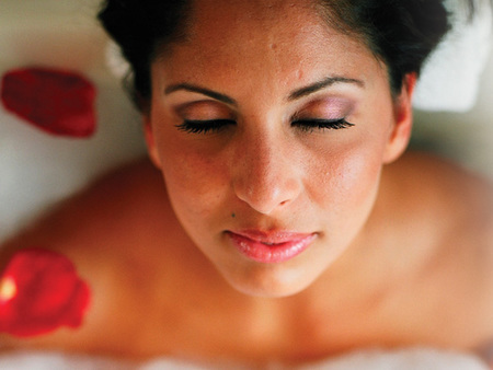 Lady relaxing at a spa