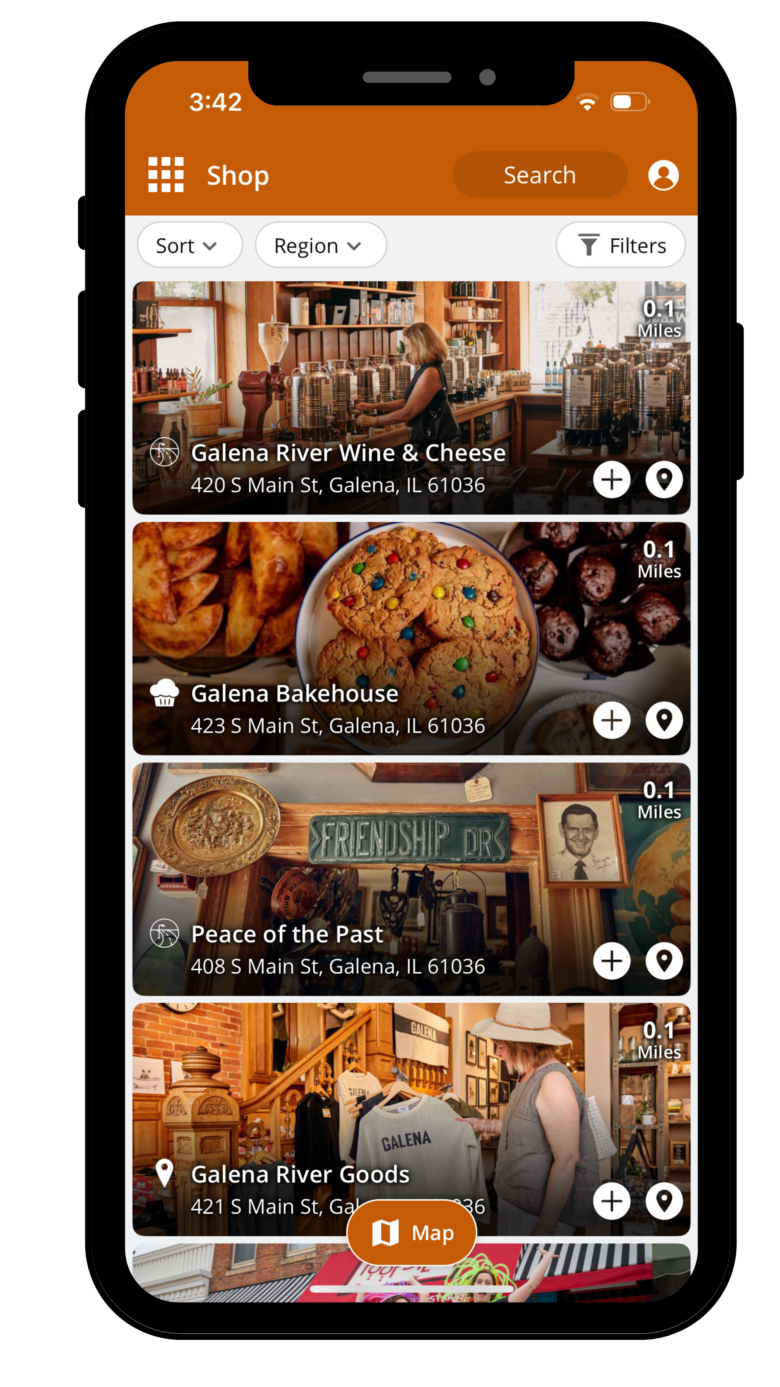 Preview of the Galena Country app on a phone