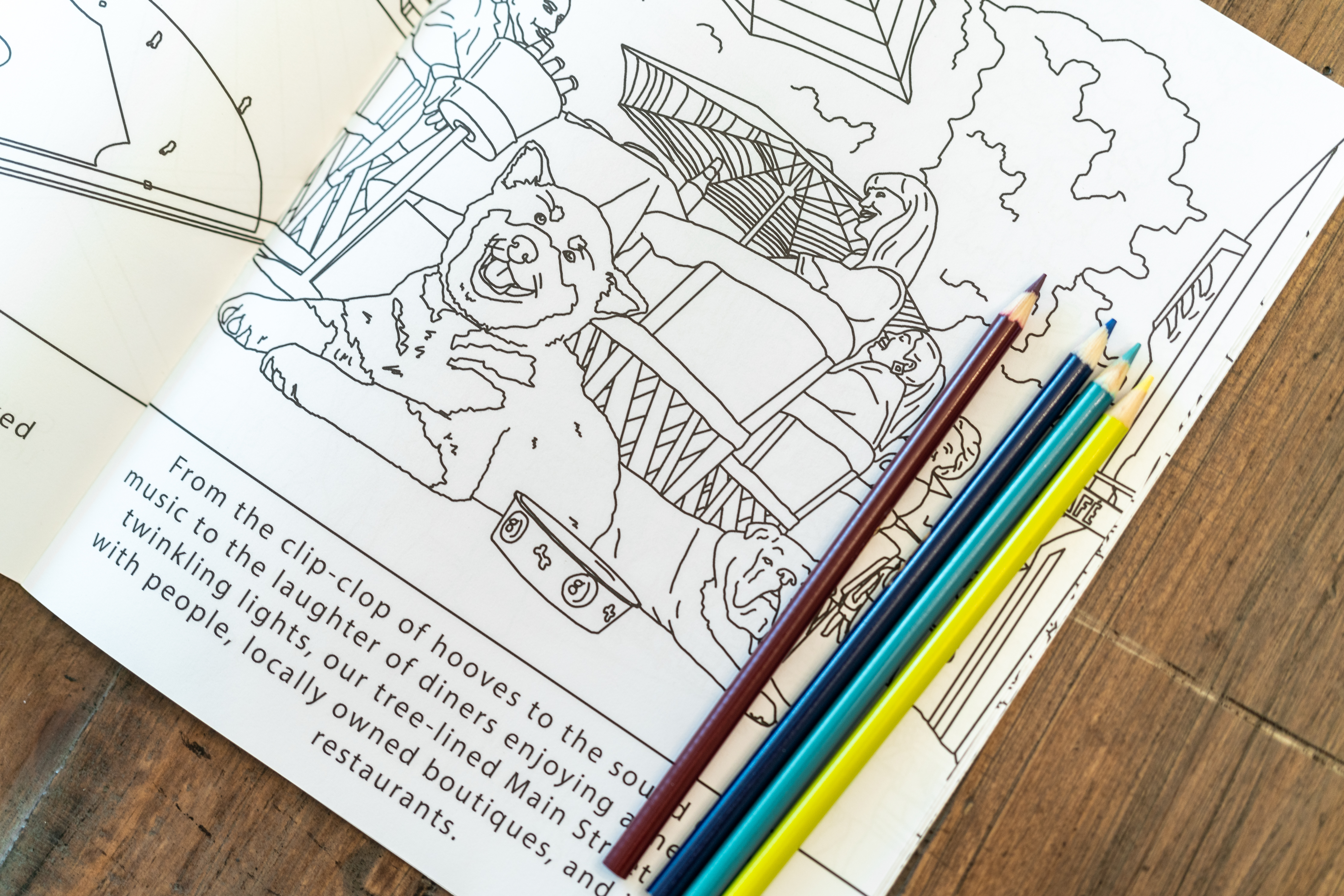coloring book with pencils