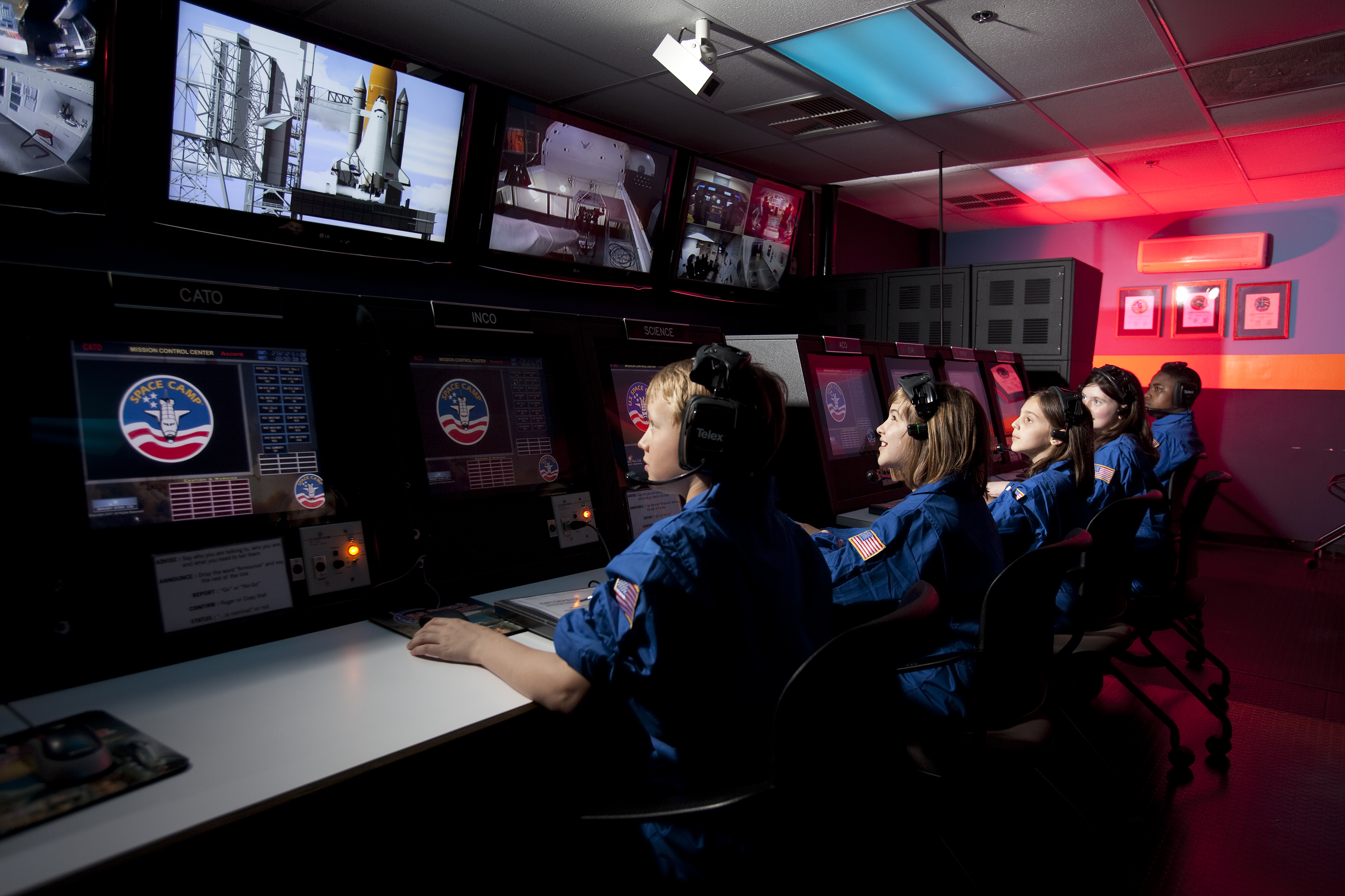 Kids At Space Camp Working At Command Center