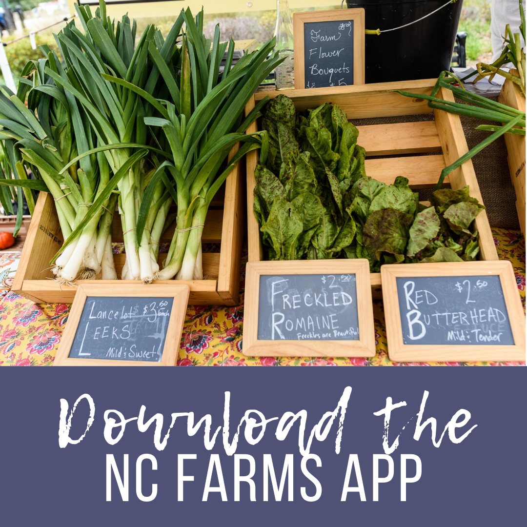 Download the NC Farms App banner ad promoting farms, events, and local products in Johnston County, NC.