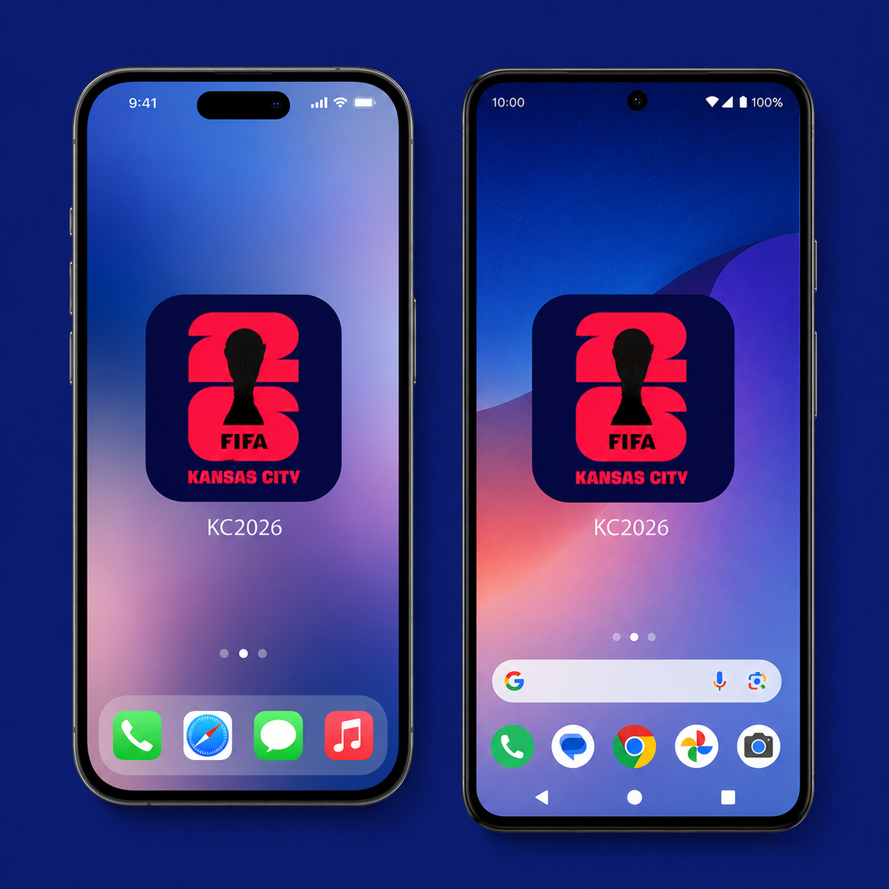 KC2026 app homescreen mockup