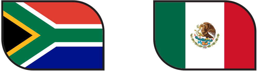 South Africa vs Mexico flags