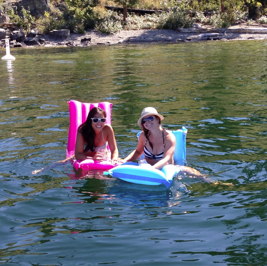 Wesla & Friend floating on the lake