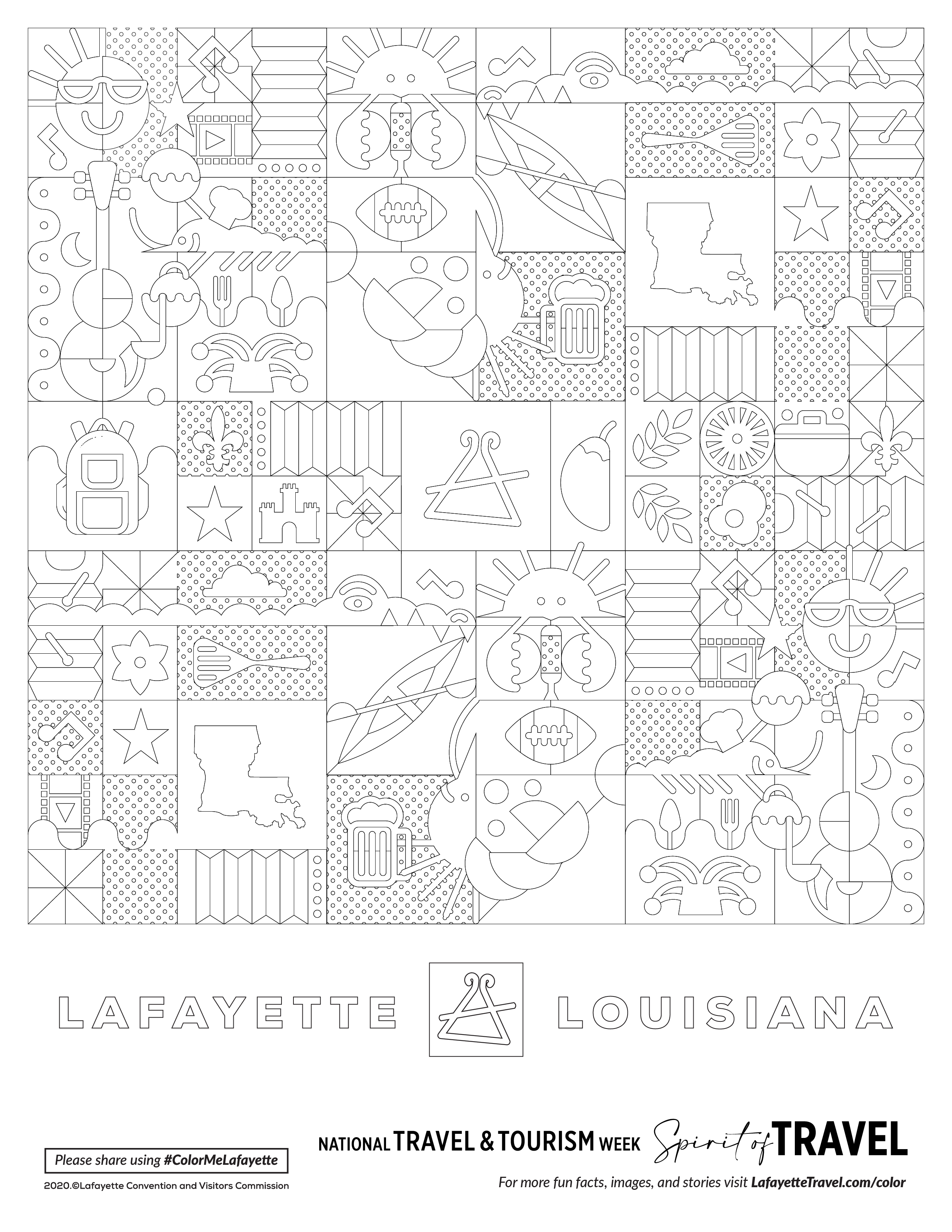 Lafayette Travel - Cajun Pattern Coloring Sheet