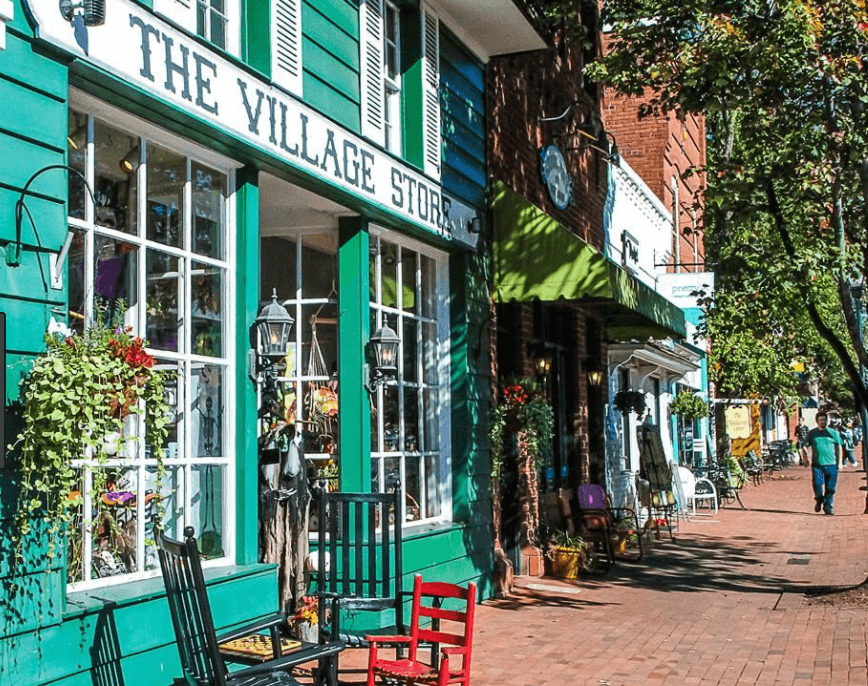 Village Store, Rocking chairs, windows