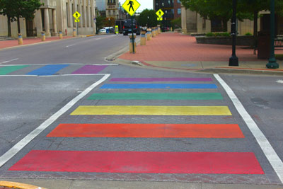 Lexington's first ever rainbow crosswalks.