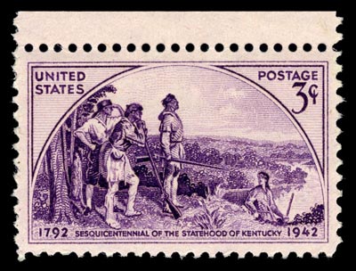 A vintage stamp detailing the statehood of Kentucky.