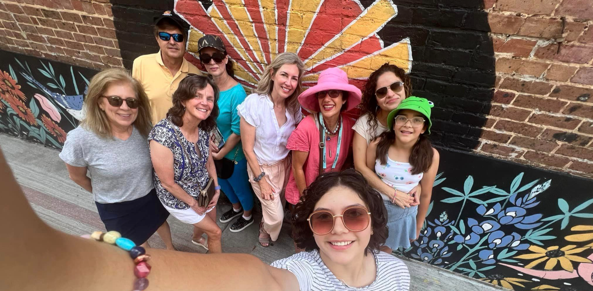 Large group on a walking tour of Downtown McKinney