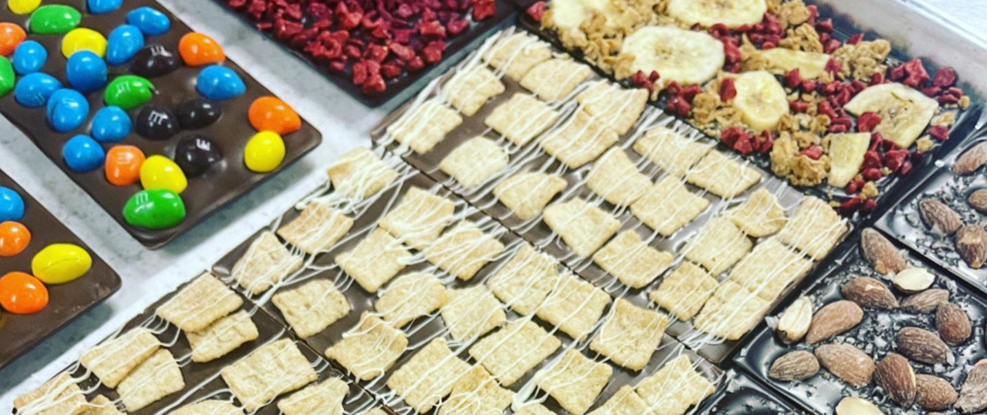 Sweet treats on a baking sheet.