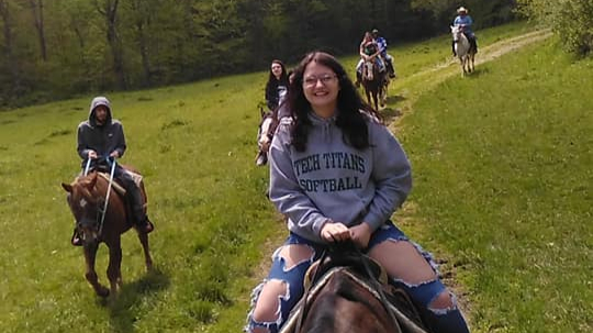 Horseback riding fun at Grandpa Jeff's Trail Rides in Morgantown.