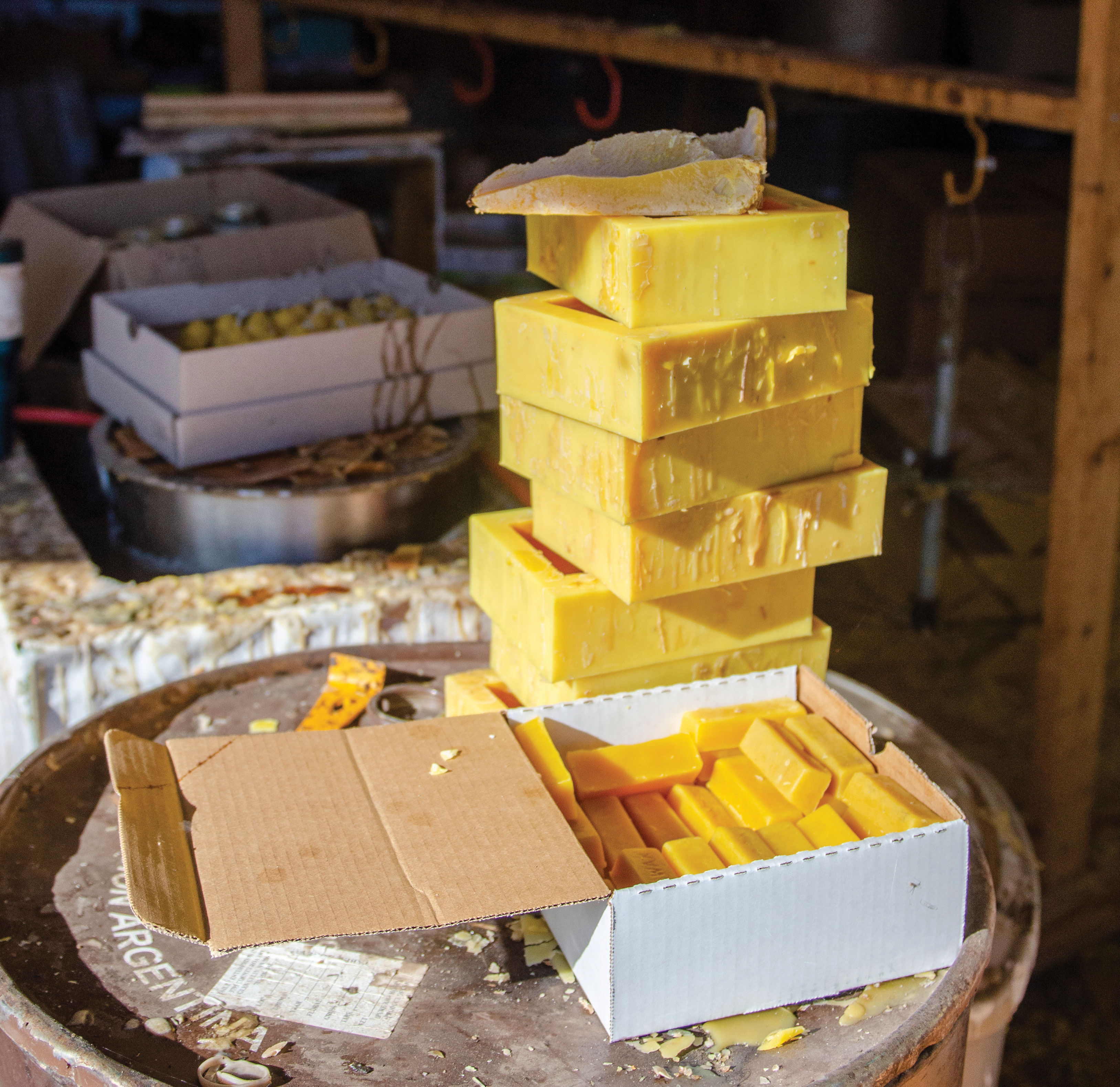 The Hays Farm produces beeswax and other bee products.