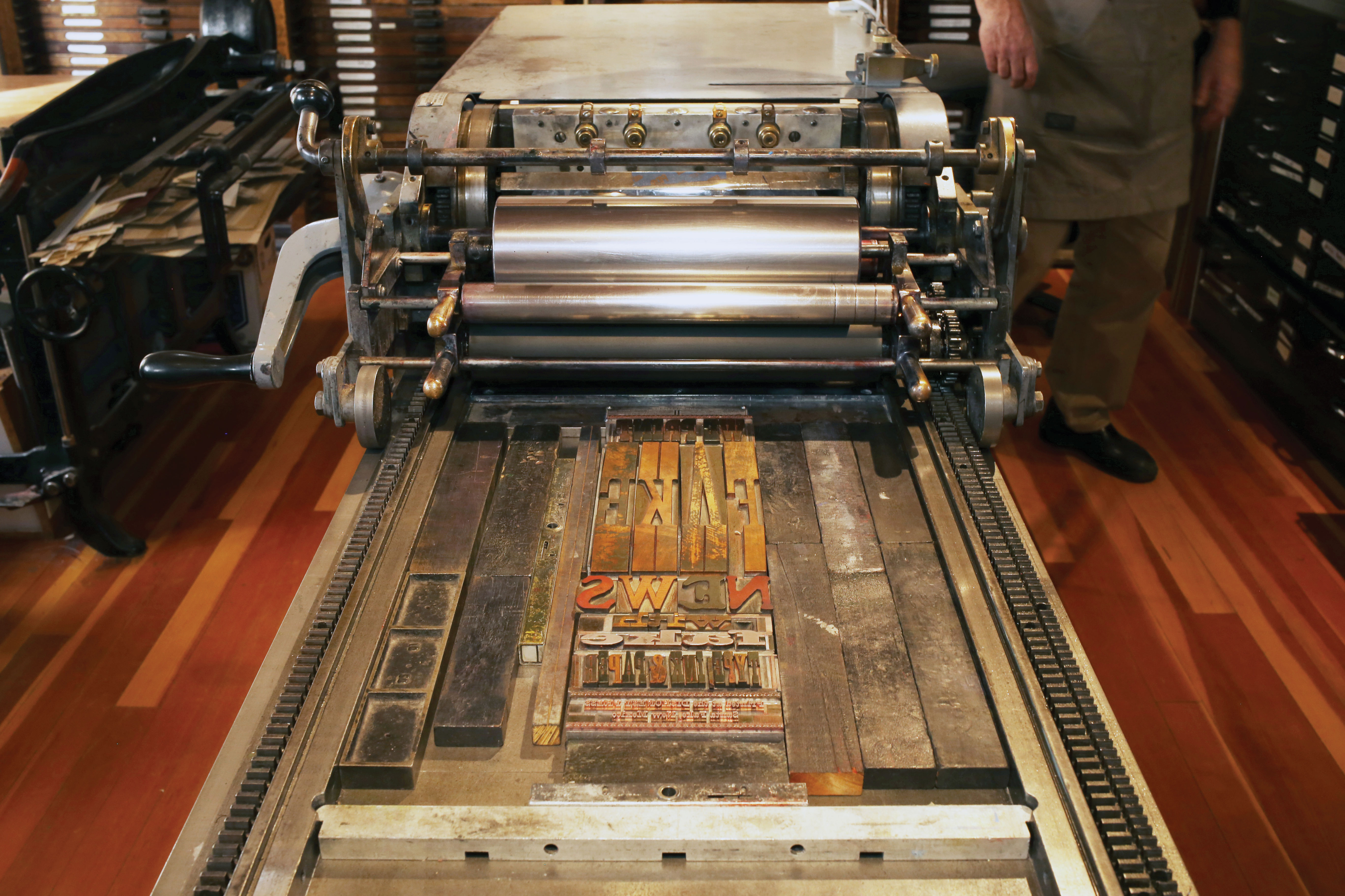 Up close to with the Vandercook Press.